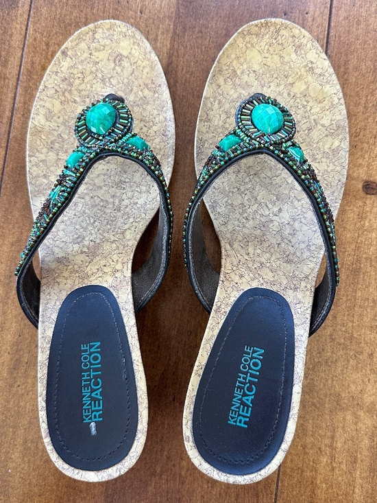 Kenneth Cole Reaction Shoes - KENNETH COLE REACTION Thong Sandals Turquoise & Brown Woman's 9.5